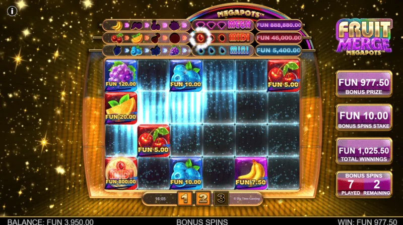 Fruit Merge Megapots - schermata di gioco Hold and Spin