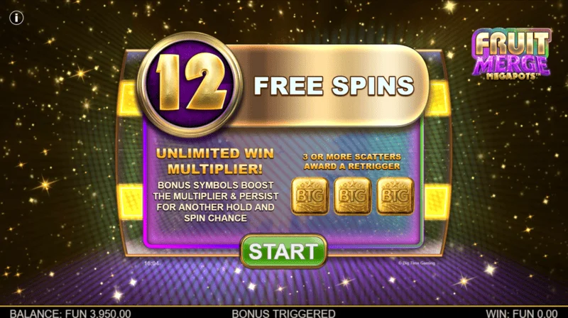 Fruit Merge Megapots - avvio dei Free Spins