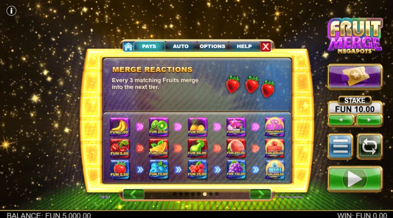 Fruit Merge Megapots - fusione di frutta in Hold and Spin